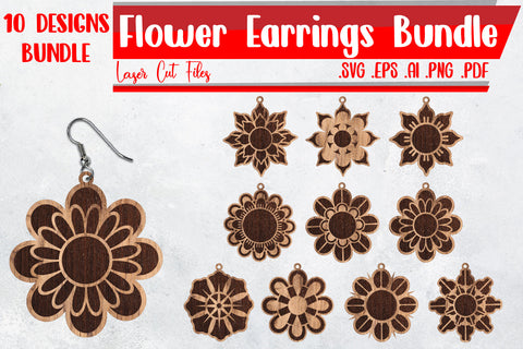 Flowers Earrings Bundle - svg eps ai png pdf SVG zafrans studio 