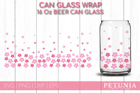 Flowers Garden Glass Can | Mother's Day Can Glass Wrap SVG SVG Petunia Digital Design 