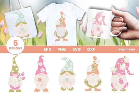 Flowers Gnome Svg Bundle | Clipart | Silhouette | Cut Files SVG SvgOcean 