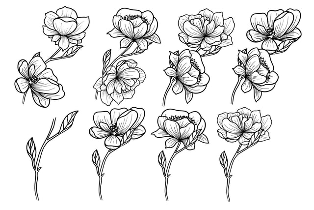 Flowers handrawn line art SVG goodigital_13 