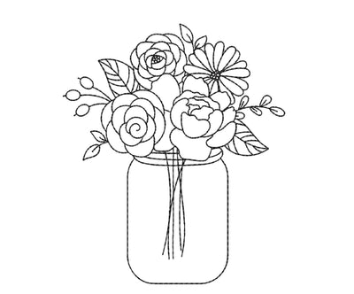 Flowers in a Vase Machine Embroidery Design, Flower Bouquet Embroidery File, 4 sizes Embroidery/Applique DESIGNS Nino Nadaraia 
