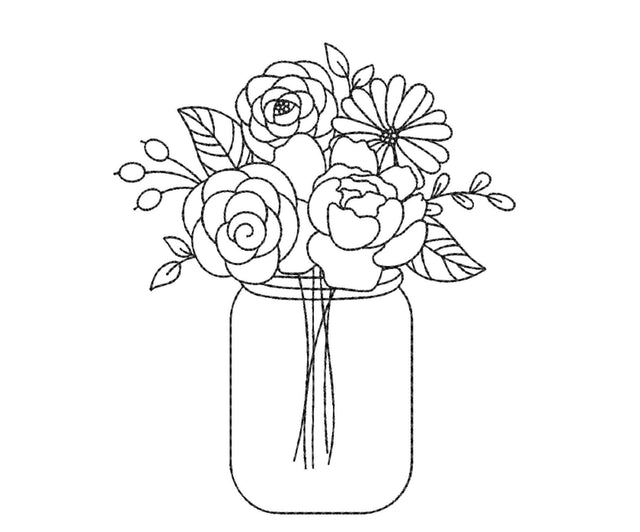 Flowers in a Vase Machine Embroidery Design, Flower Bouquet Embroidery File, 4 sizes Embroidery/Applique DESIGNS Nino Nadaraia 