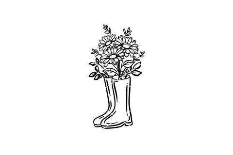 Flowers in Boots SVG | Stencil, Sign, HTV SVG Ikonart Design Shop 