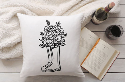 Flowers in Boots SVG | Stencil, Sign, HTV SVG Ikonart Design Shop 