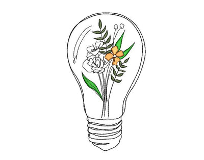 Flowers in Light Bulb Machine Embroidery Design Embroidery/Applique DESIGNS Canada Embroidery 