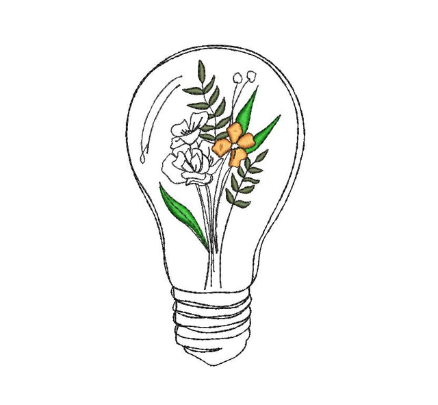Flowers in Light Bulb Machine Embroidery Design Embroidery/Applique DESIGNS Canada Embroidery 