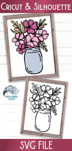 Flowers in Mason Jar SVG SVG Wispy Willow Designs 