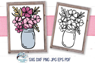 Flowers in Mason Jar SVG SVG Wispy Willow Designs 