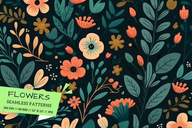 flowers in the garden, background with flowers, seamless floral pattern Digital Pattern FloridPrintables 
