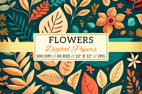 flowers in the garden, seamless background with flowers Digital Pattern FloridPrintables 