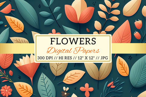 flowers in the garden, seamless background with flowers Digital Pattern FloridPrintables 