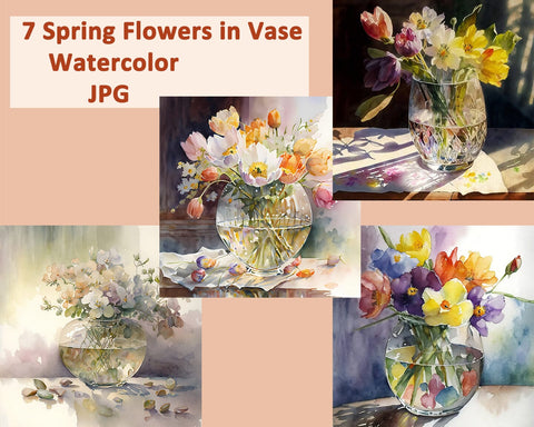 Flowers in Vase Watercolor Sublimation nikola 