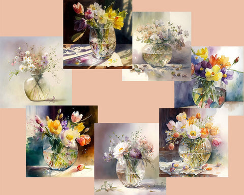 Flowers in Vase Watercolor Sublimation nikola 