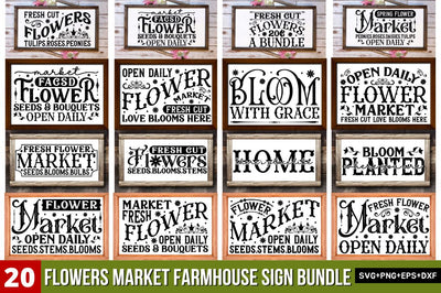 Flowers Market Farmhouse Sign Svg Bundle SVG Regulrcrative 