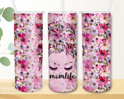 Flowers Momlife 20oz Skinny Tumbler PNG, Mom Sublimation Design , Digital Download PNG Sublimation sassyprint 
