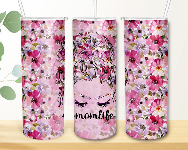Flowers Momlife 20oz Skinny Tumbler PNG, Mom Sublimation Design , Digital Download PNG Sublimation sassyprint 