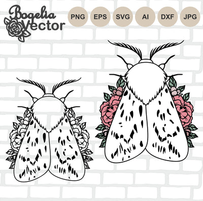 Flowers Moth Svg, Floral Moth, Butterfly Svg for Shirts, Boho Svg Designs, Spirit Moth, Moon Moth, Mystical Svg SVG BogeliaVector 