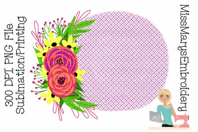 Flowers on Fence Sublimation | Sublimation Background | PNG Sublimation MissMarysEmbroidery 