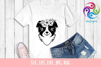 Flowers On Head Collie Dog SVG File SVG Sintegra 