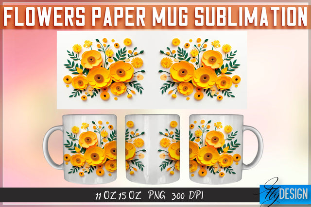 Flowers Paper 11 | 15 Oz Mug Sublimation Sublimation Fly Design 