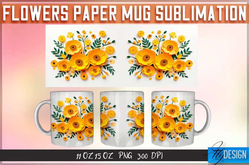 Flowers Paper 11 | 15 Oz Mug Sublimation Sublimation Fly Design 