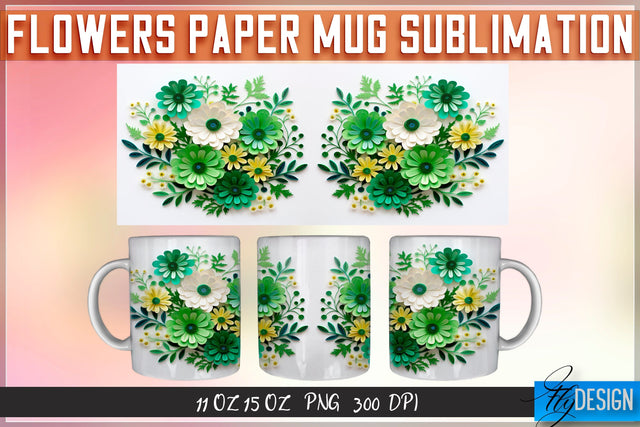 Flowers Paper 11 | 15 Oz Mug Sublimation Sublimation Fly Design 