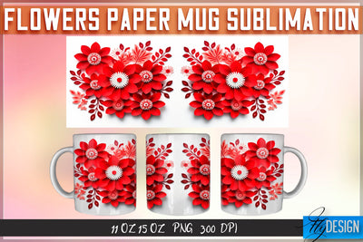 Flowers Paper 11 | 15 Oz Mug Sublimation Sublimation Fly Design 