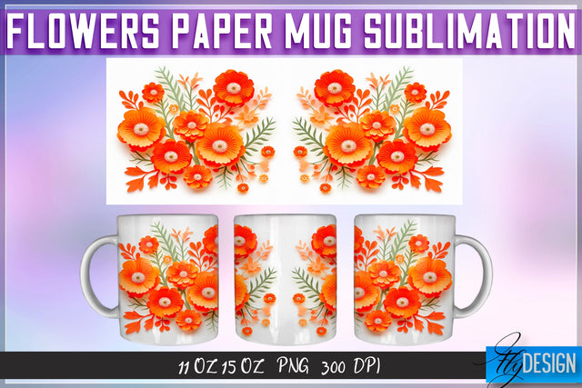 Flowers Paper 11 | 15 Oz Mug Sublimation Sublimation Fly Design 