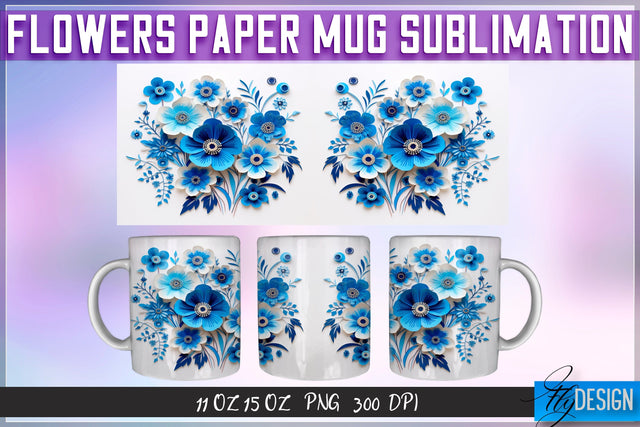 Flowers Paper 11 | 15 Oz Mug Sublimation Sublimation Fly Design 