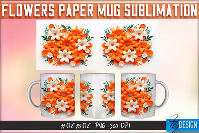 Flowers Paper 11 | 15 Oz Mug Sublimation Sublimation Fly Design 