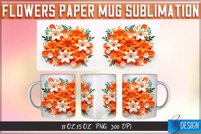 Flowers Paper 11 | 15 Oz Mug Sublimation Sublimation Fly Design 