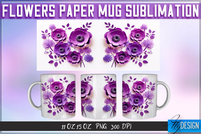 Flowers Paper 11 | 15 Oz Mug Sublimation Sublimation Fly Design 