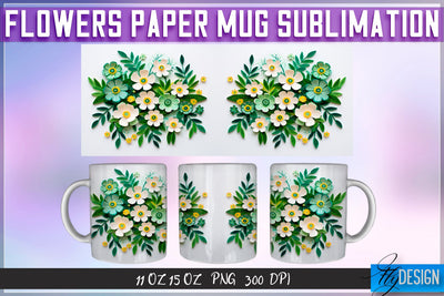 Flowers Paper 11 | 15 Oz Mug Sublimation Sublimation Fly Design 