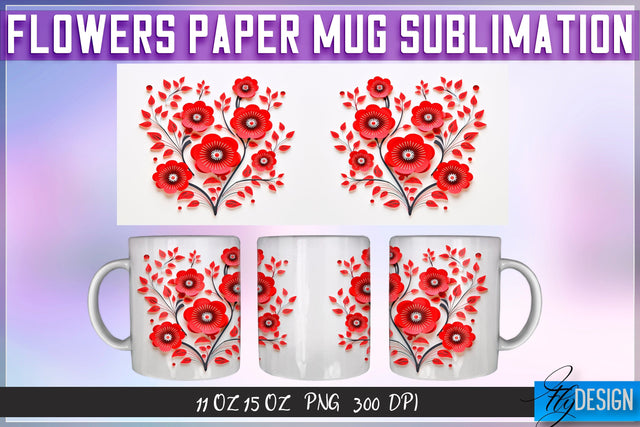 Flowers Paper 11 | 15 Oz Mug Sublimation Sublimation Fly Design 
