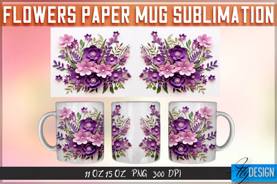 Flowers Paper 11 | 15 Oz Mug Sublimation Sublimation Fly Design 