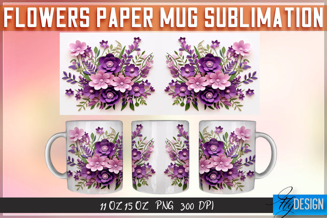 Flowers Paper 11 | 15 Oz Mug Sublimation Sublimation Fly Design 