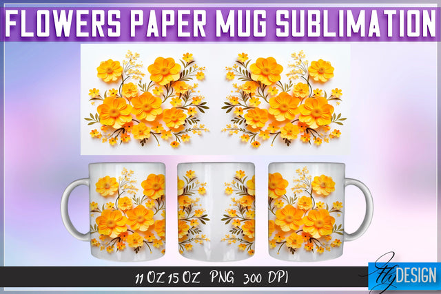 Flowers Paper 11 | 15 Oz Mug Sublimation SVG Fly Design 