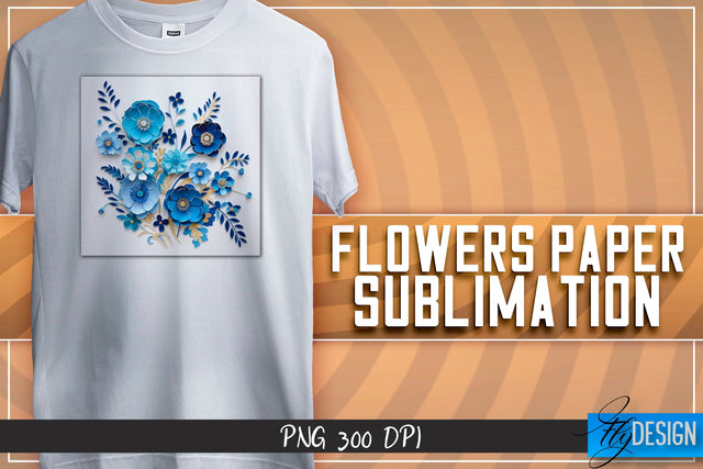 Flowers Paper Sublimation | T-Shirt Design Sublimation Fly Design 