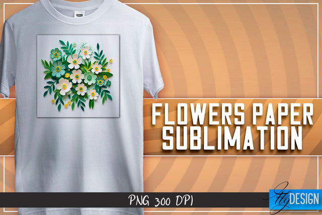 Flowers Paper Sublimation | T-Shirt Design Sublimation Fly Design 
