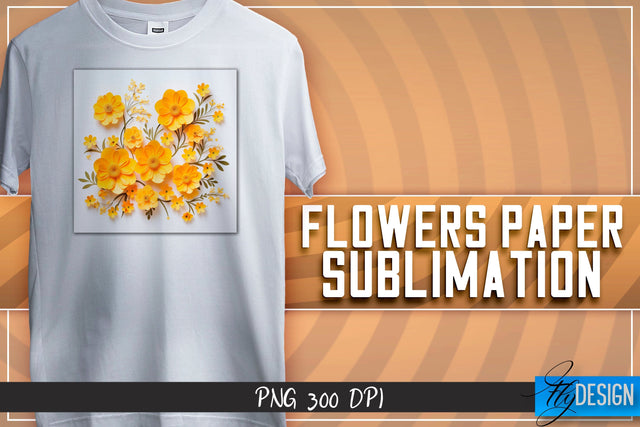 Flowers Paper Sublimation | T-Shirt Design Sublimation Fly Design 