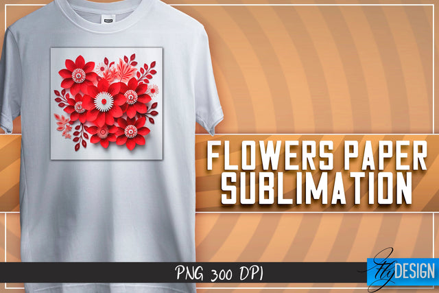 Flowers Paper Sublimation | T-Shirt Design Sublimation Fly Design 