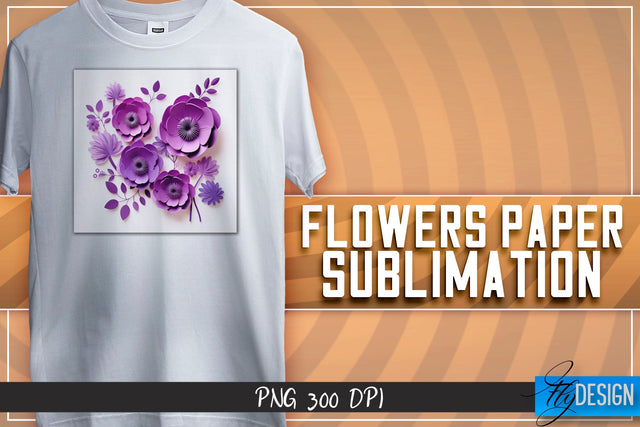 Flowers Paper Sublimation | T-Shirt Design Sublimation Fly Design 