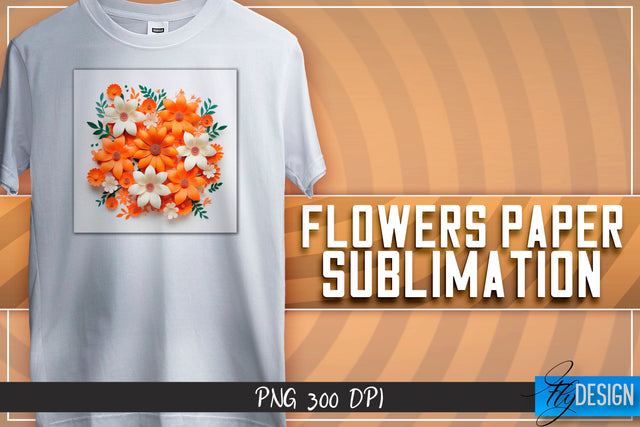 Flowers Paper Sublimation | T-Shirt Design Sublimation Fly Design 