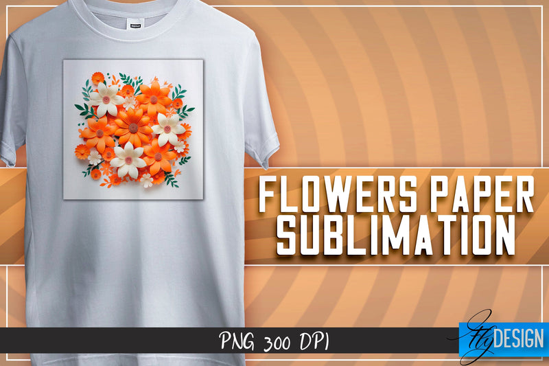 Flowers Paper Sublimation | T-Shirt Design Sublimation Fly Design 