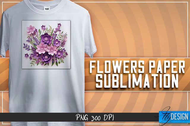 Flowers Paper Sublimation | T-Shirt Design Sublimation Fly Design 