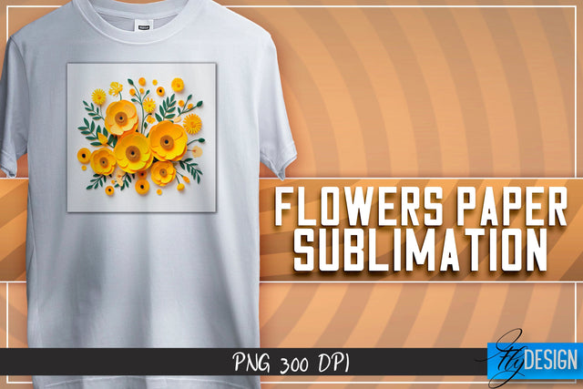 Flowers Paper Sublimation | T-Shirt Design Sublimation Fly Design 