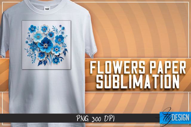 Flowers Paper Sublimation | T-Shirt Design Sublimation Fly Design 
