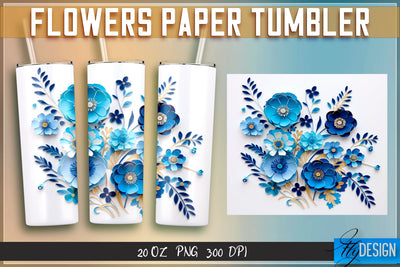 Flowers Paper Tumblers Wrap 20 oz. Sublimation Fly Design 