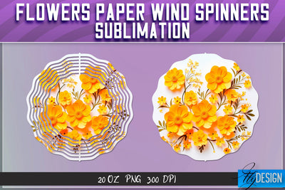 Flowers Paper Wind Spinners Sublimation Sublimation Fly Design 
