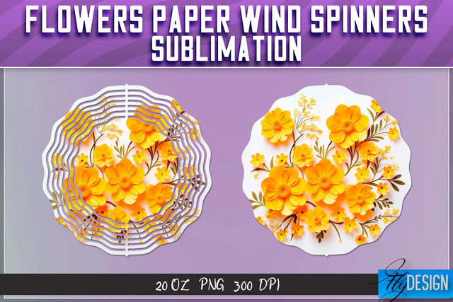 Flowers Paper Wind Spinners Sublimation Sublimation Fly Design 
